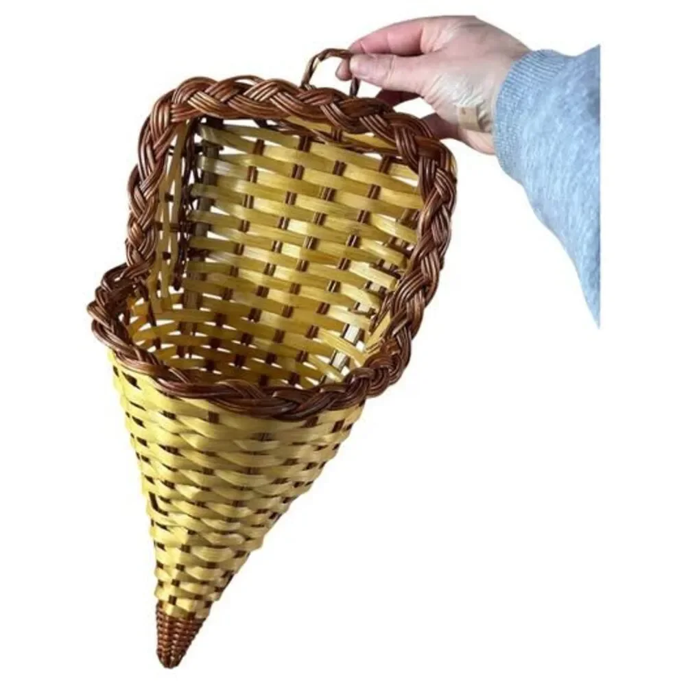 Wicker Cornucopia Basket Wall Hanging Decor